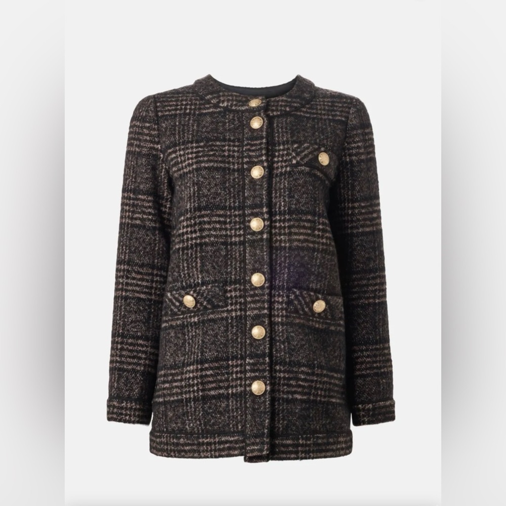Dea Kudibal Gwyneth Collarless Wool Blend Plaid Jacket Danish Designer Small - Picture 12 of 12